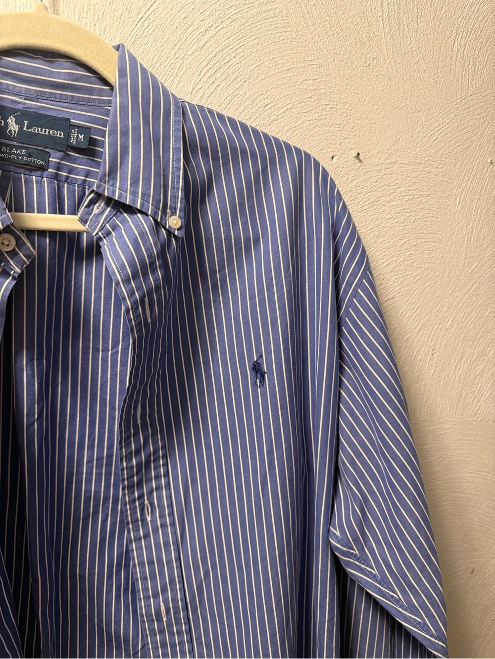 Ralph Lauren Blake Blue Stripe Cotton Oversized Boyfriend Shirt Women M Preppy - Picture 4 of 5